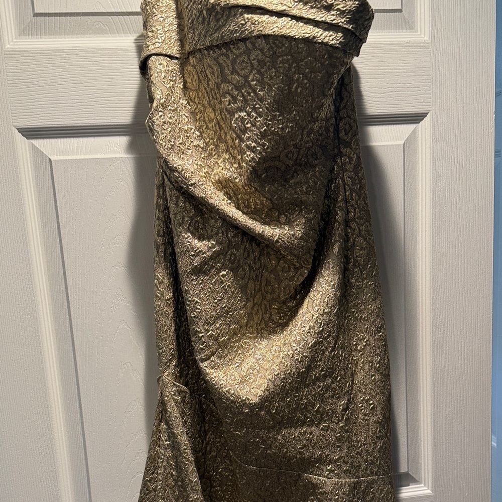 David Meister Gold Strapless Dress - Picture 3 of 8